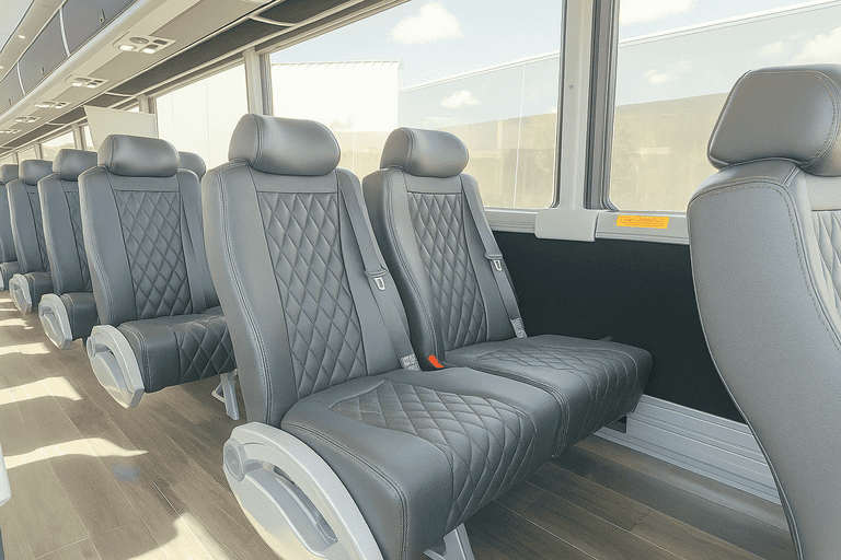 interior of Livermore Minibus Company charter bus